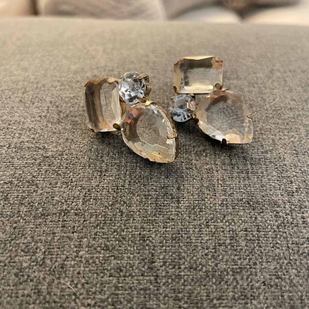 VINTAGE Crystal Triad pierced earrings